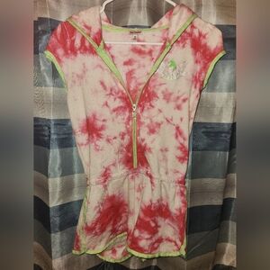 Girls M 10-12 Juicy Couture Shorts Jumpsuit, Pink &Green,Tie-dye,Unicorn,Sparkly